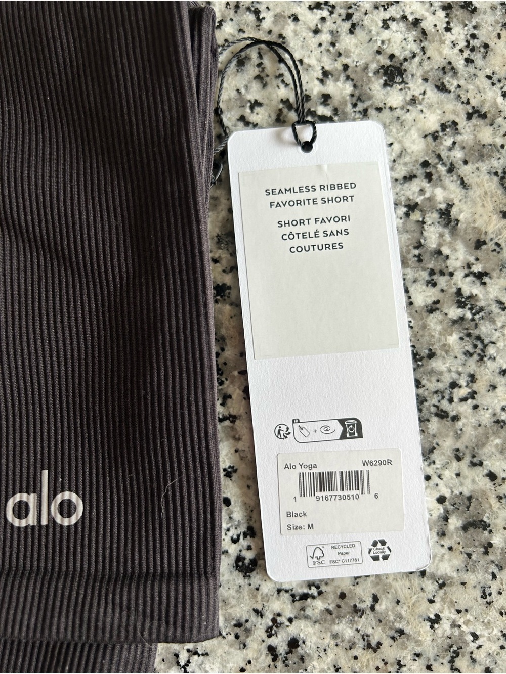 ALO Yoga Ribbed High-Waist Biker Shorts — Charcoal Black - Picture 3 of 3